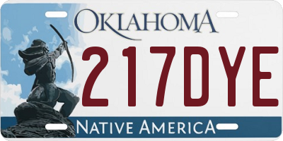 OK license plate 217DYE