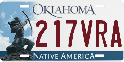 OK license plate 217VRA