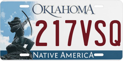 OK license plate 217VSQ