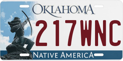 OK license plate 217WNC