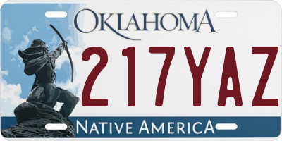 OK license plate 217YAZ