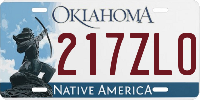 OK license plate 217ZLO