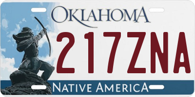 OK license plate 217ZNA