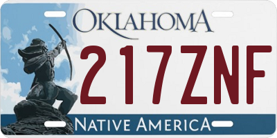 OK license plate 217ZNF