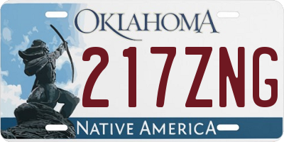 OK license plate 217ZNG