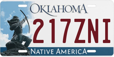 OK license plate 217ZNI