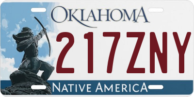 OK license plate 217ZNY