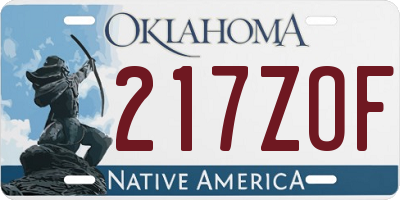 OK license plate 217ZOF