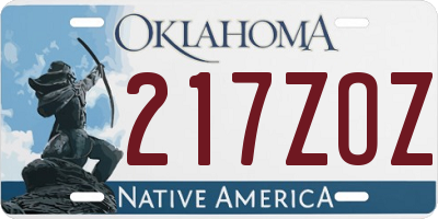 OK license plate 217ZOZ