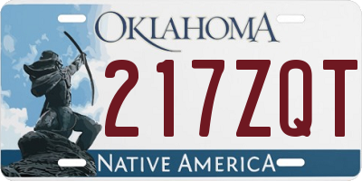 OK license plate 217ZQT