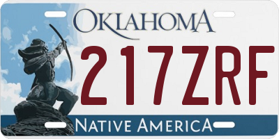 OK license plate 217ZRF