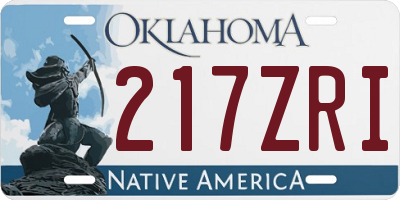 OK license plate 217ZRI