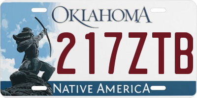 OK license plate 217ZTB