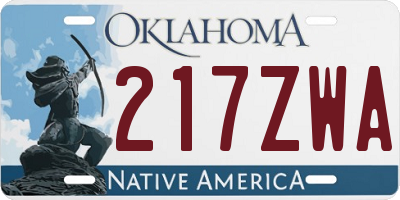 OK license plate 217ZWA