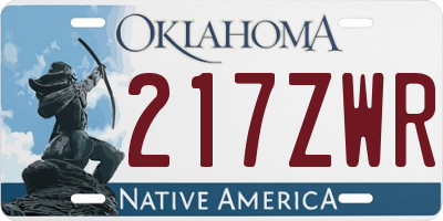 OK license plate 217ZWR