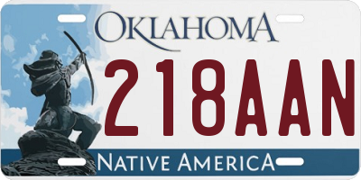 OK license plate 218AAN