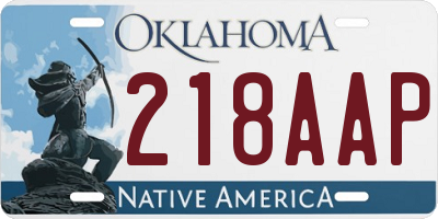 OK license plate 218AAP