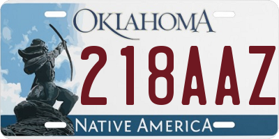 OK license plate 218AAZ