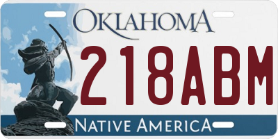 OK license plate 218ABM