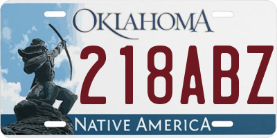 OK license plate 218ABZ