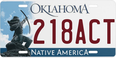 OK license plate 218ACT