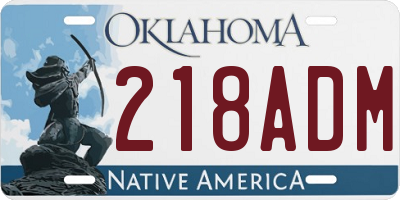 OK license plate 218ADM