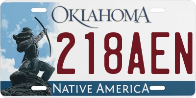 OK license plate 218AEN