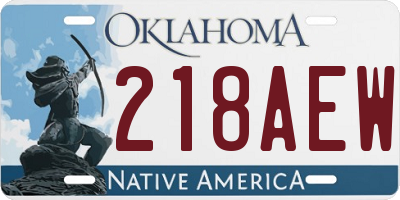OK license plate 218AEW