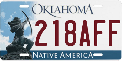 OK license plate 218AFF