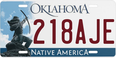 OK license plate 218AJE