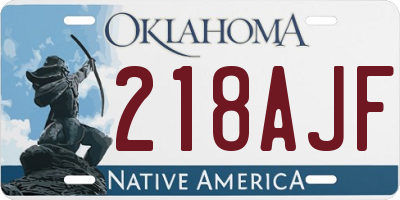 OK license plate 218AJF