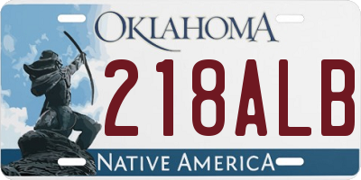OK license plate 218ALB