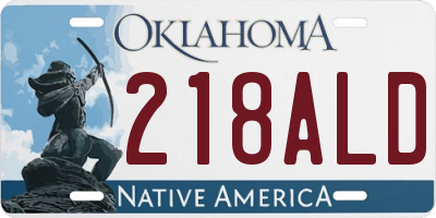 OK license plate 218ALD