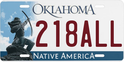 OK license plate 218ALL
