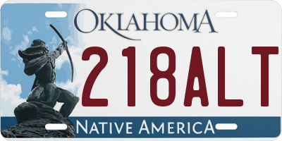 OK license plate 218ALT