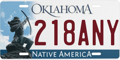 OK license plate 218ANY