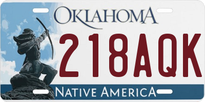 OK license plate 218AQK