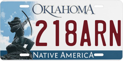 OK license plate 218ARN