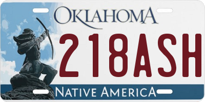 OK license plate 218ASH