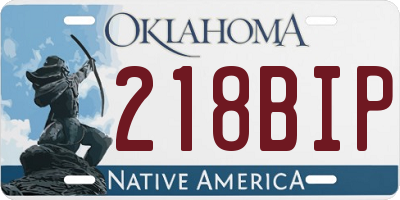 OK license plate 218BIP