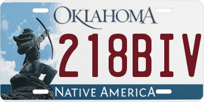 OK license plate 218BIV