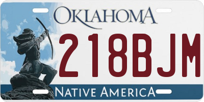 OK license plate 218BJM