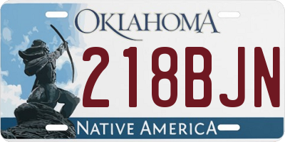 OK license plate 218BJN