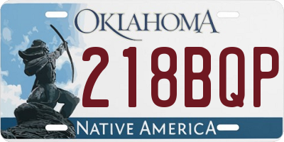 OK license plate 218BQP