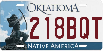 OK license plate 218BQT