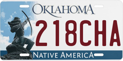 OK license plate 218CHA