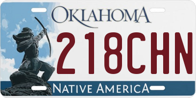 OK license plate 218CHN
