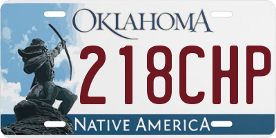OK license plate 218CHP