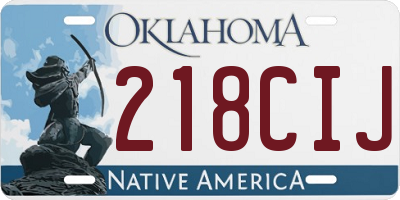 OK license plate 218CIJ