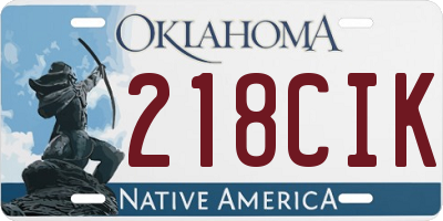 OK license plate 218CIK